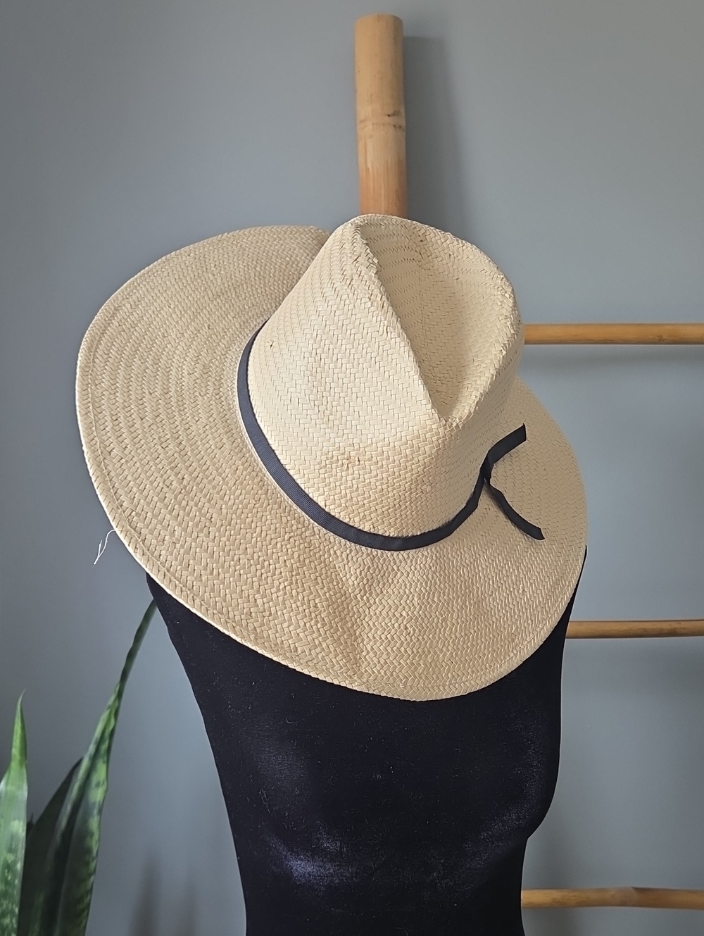 Brixton Natural Straw Sun Hat with Black Ribbon